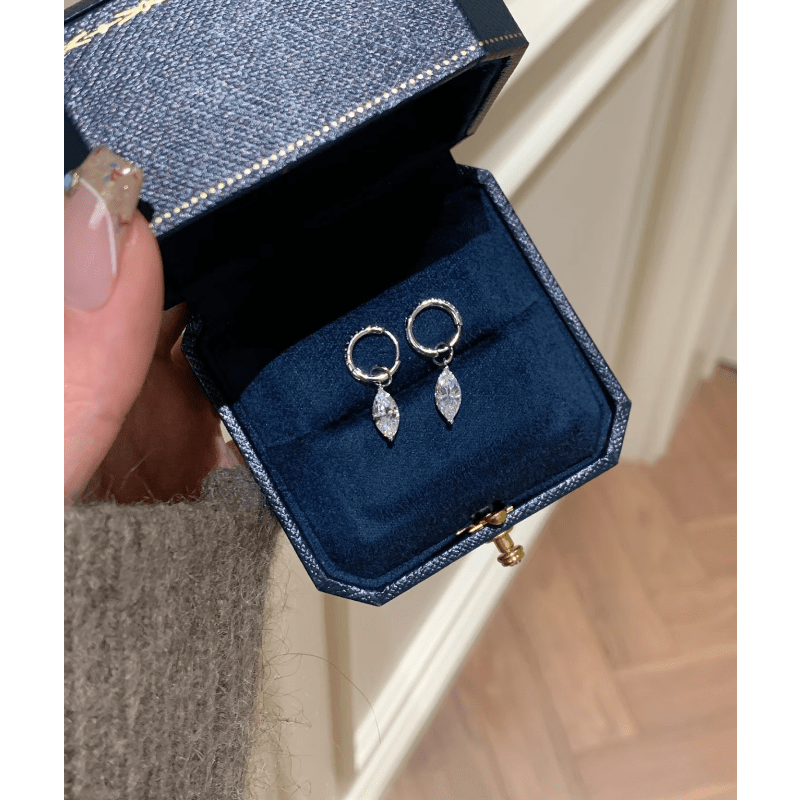 925 Silver Plated Teardrop Marquise Earrings — Ultra-Sparkling Gift